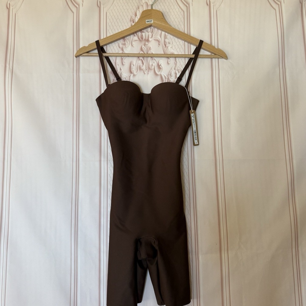 SKIMS Body CS Underwire Mid Thigh Bodysuit Cocoa Brown Size XXS NWT $138